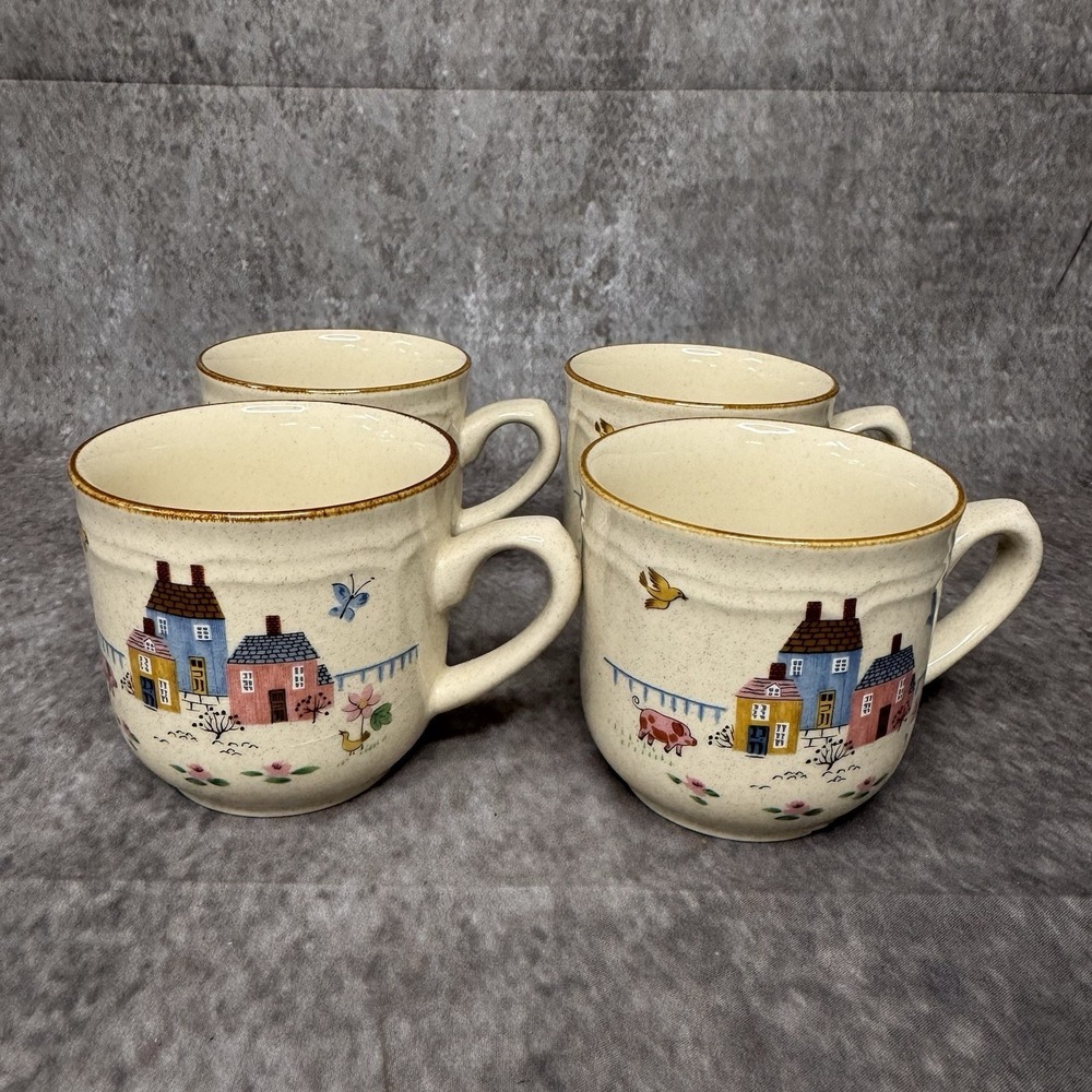 International Tableworks Stoneware Japan Heartland Set of 4 Coffee Mugs Tea Cups